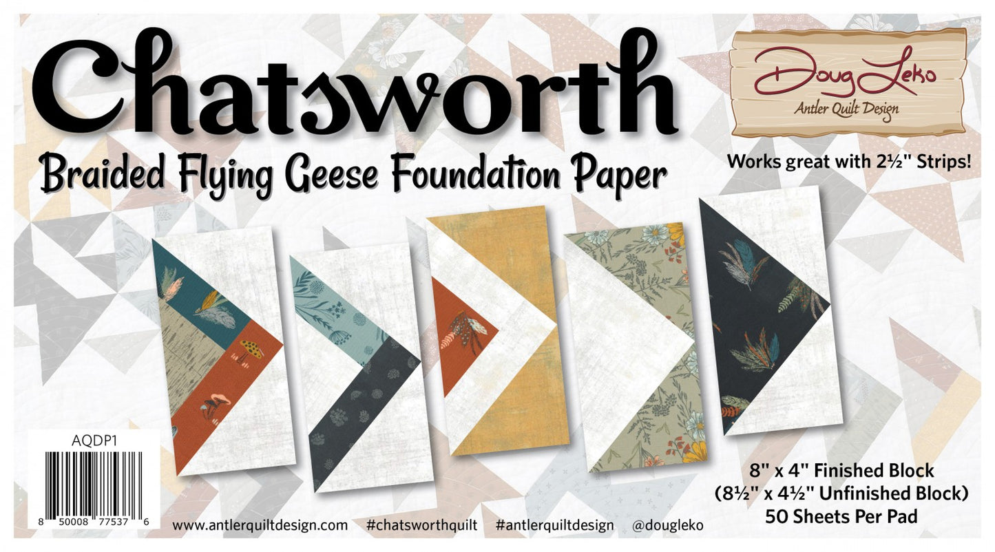 Chatsworth Braided Flying Geese Foundation Paper AQDP1 By Doug Leko For Antler Quilt Designs 50 Sheets Per Pad