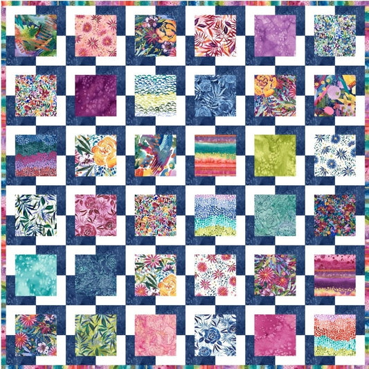Iconic Quilt Kit 78.5"x78.5" By Create Joy Project Featuring Coming Up Roses Fabric By Moda Includes Fabric For Top, Binding & Pattern