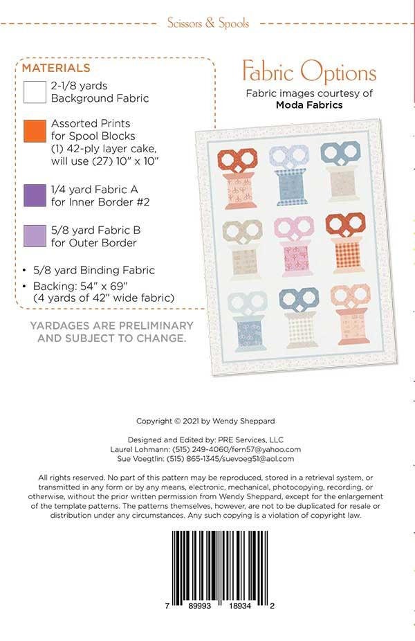 Scissors & Spools Quilt Pattern By Wendy Sheppard Finished Size 46"x61", Spool Quilt Pattern, Wall Hanging Pattern, Layer Cake Friendly