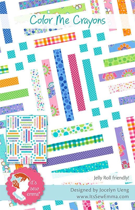 Color Me Crayons Quilt Pattern 57.5"x76.5" by It's Sew Emma, Jelly Roll Friendly, Begginer Friendly Quilt, Modern Quilt