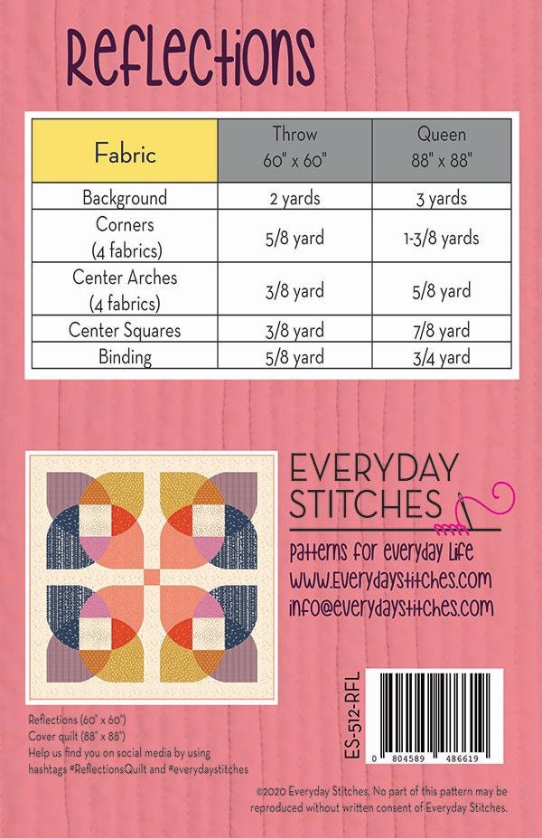 Reflections Quilt Pattern ES 512RFL By Everyday Stitches, Modern Quilt, Geometric Quilt