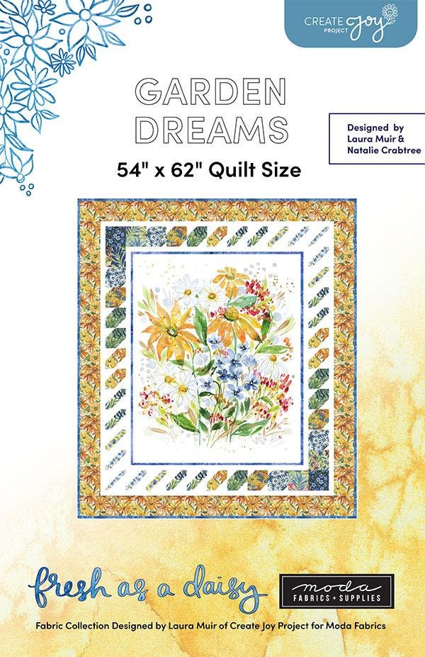 Garden Dreams Quilt Pattern 54"x62" Create Joy Project For Moda, Panel Friendly, Modern Quilt, Panel Quilt Pattern