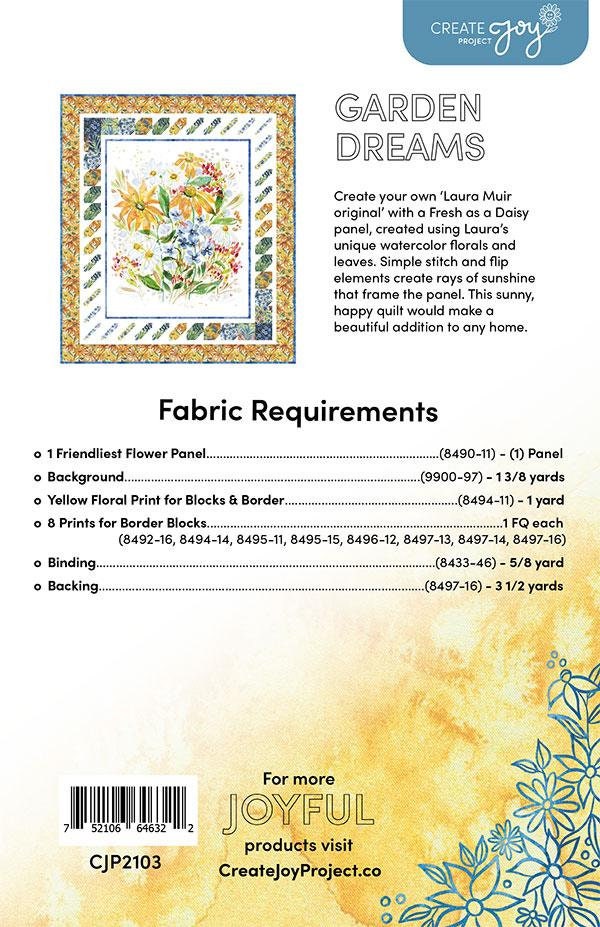 Garden Dreams Quilt Pattern 54"x62" Create Joy Project For Moda, Panel Friendly, Modern Quilt, Panel Quilt Pattern