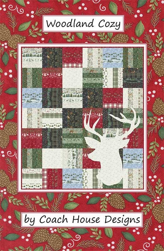 Woodland Cozy Quilt Pattern 48"x56" By Coach House Designs Featuring Woodland Winter Jelly Roll, Panel Quilt Pattern, Deer Quilt, Christma
