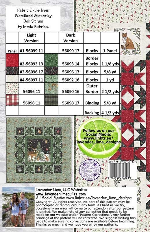 In The Stillness Quilt Pattern 61-1/2"x61-1/2" By Lavender Lime Featuring Woodland Winter, Panel Quilt Pattern, Deer Quilt, Christmas Quilt