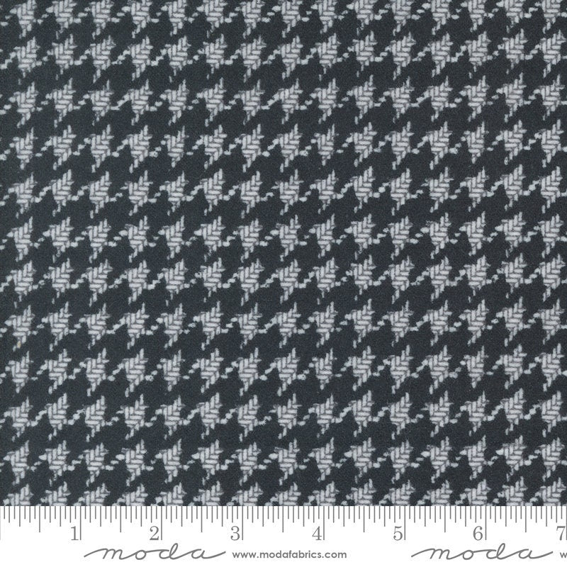 Farmhouse Flannel III Black Top Road 49270 16F By Primative Gatherings For Moda, Flannel Fabric, Houndstooth Fabric, Black, Gray