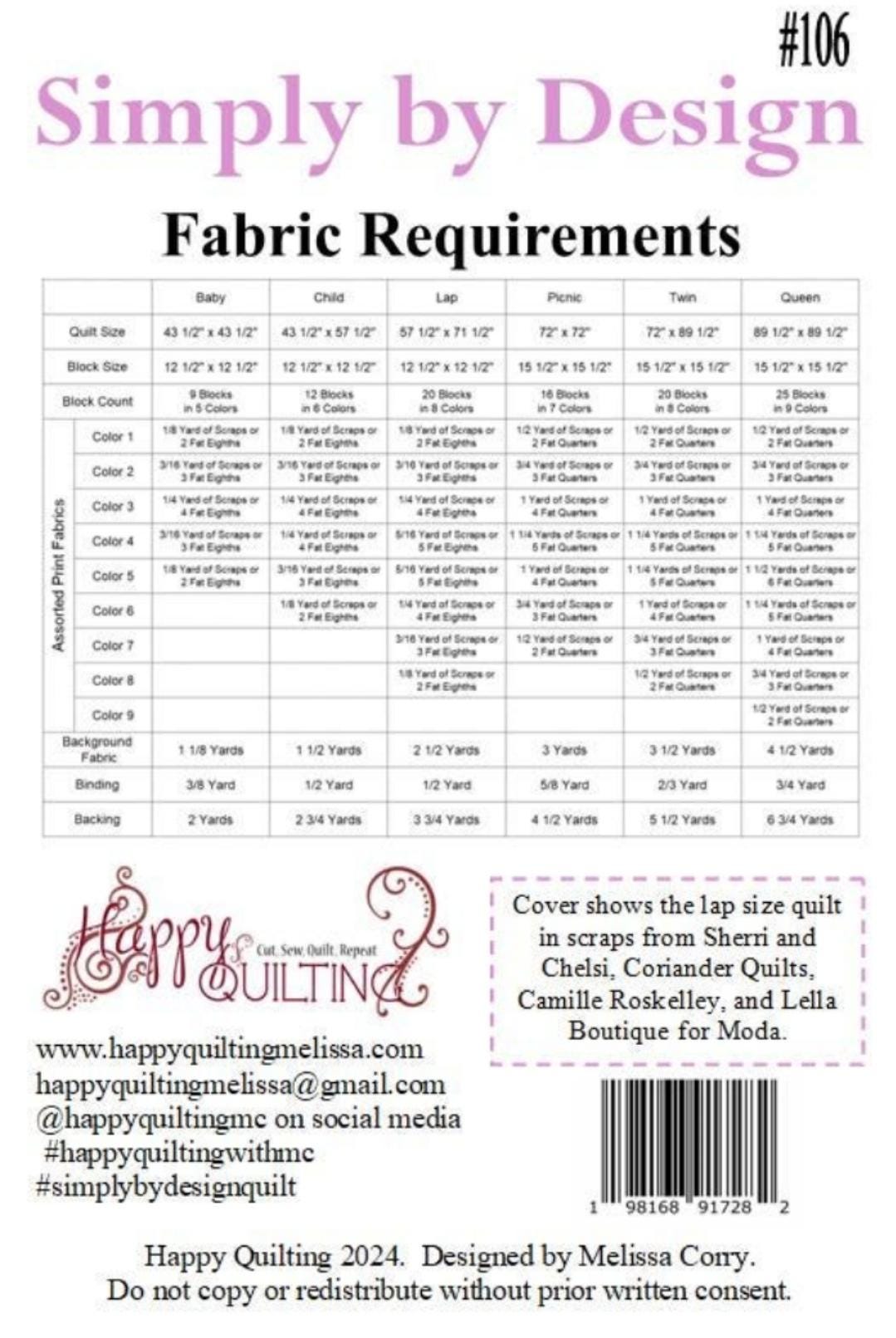 Simply By Design Quilt Pattern 6 Size Options By Happy Quilting