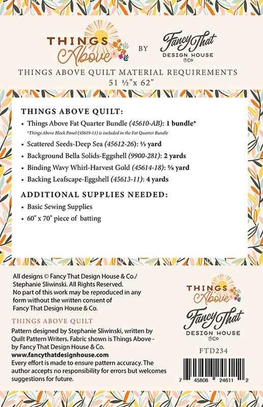 Things Above Quilt Pattern 51.5"x62" By Fancy That Design House Featuring Things Above