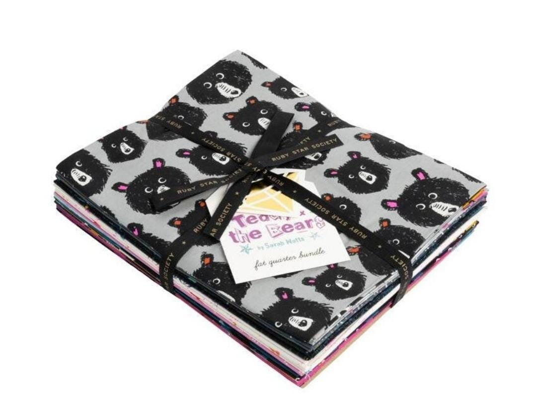 Teddy And The Bears Jelly Stars Quilt Kit 64"x72" by Ruby Star Includes Fabric For Top, Binding, & Pattern