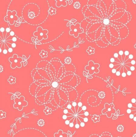 Kimberbell Basucs Peachy Pink Doodles 108" Wide By Kimberbell for Maywood Studios # QB201M-CP