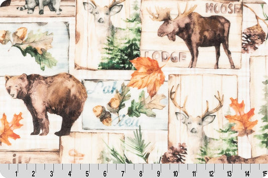 Moose Lodge Digital Cuddle (Minky)  Natural By Shannon Fabrics Inc 60" Wide