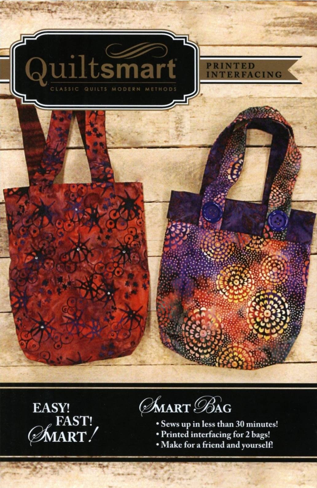 Smart Bag Includes Instructions and Interfacing for 2 Bags Fat Quarter Friendly By Quilt Smart