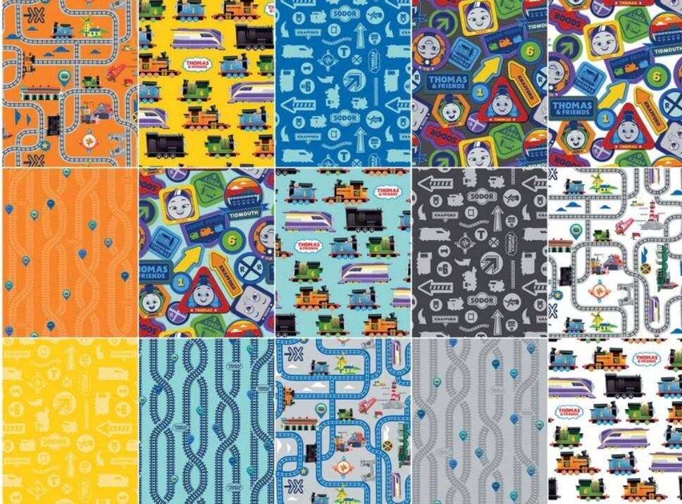 Thomas and Friends Collection Full Steam Ahead Fat Quarter Bundle 15pcs For Riley Blake