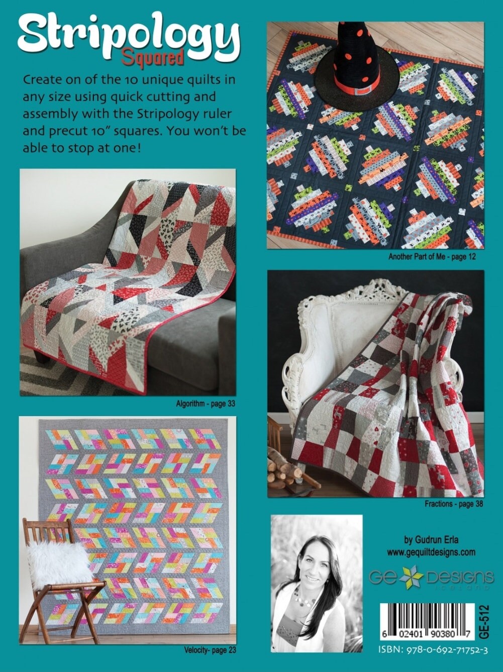 Stripology Squared Quilt Pattern Book By Erica Gudrun For G. E. Design - 10 Quilt Patterns