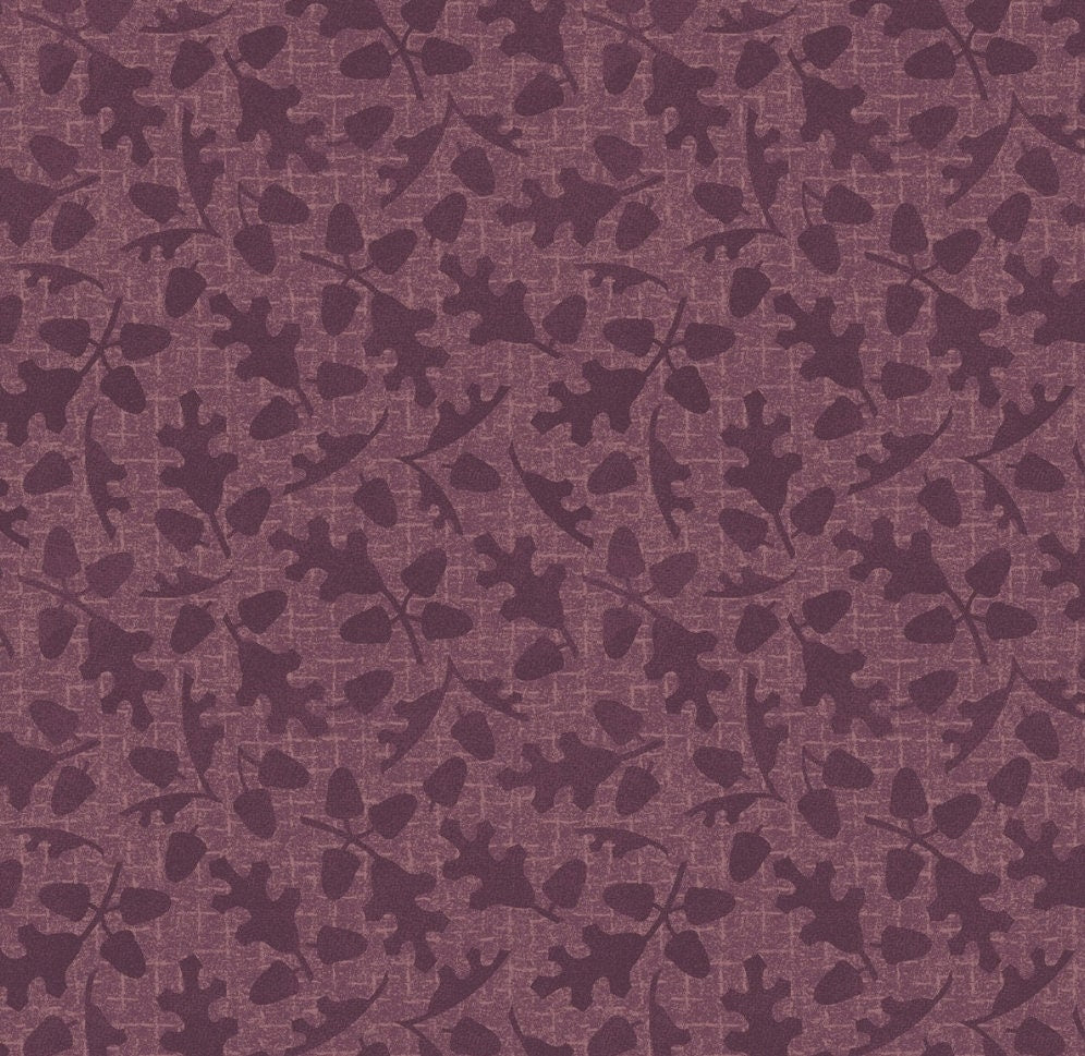 Autumn Harvest Purple Tonal Leaves Flannel F9956M-V Bonnie Sullivan For Maywood Studio