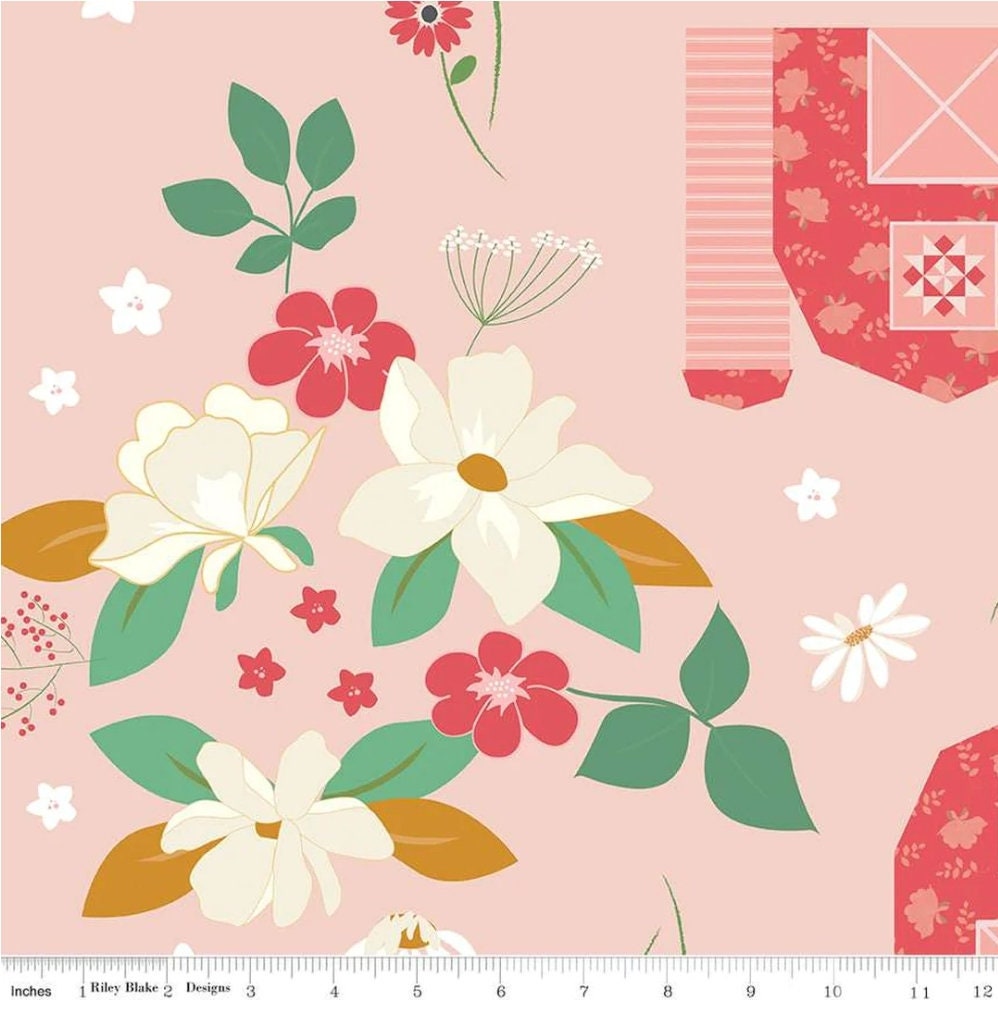 Sweet Acres Barn Blush 108" Wideback By Beverly McCullough For Riley Blake