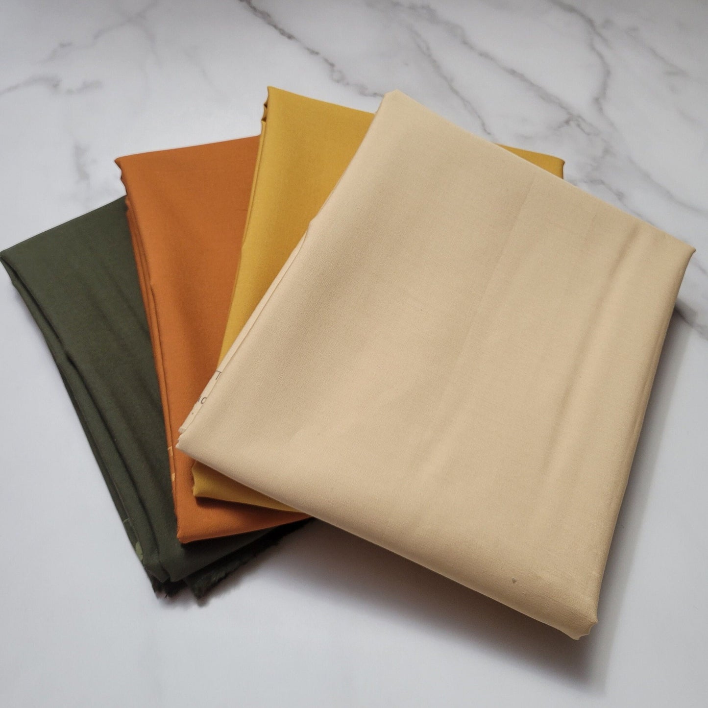 Fall Foliage Solid 1 Yard Bundle 4pcs By Art Gallery Fabrics, Honey, Vanilla Custard, Gingerbread, Forest Night