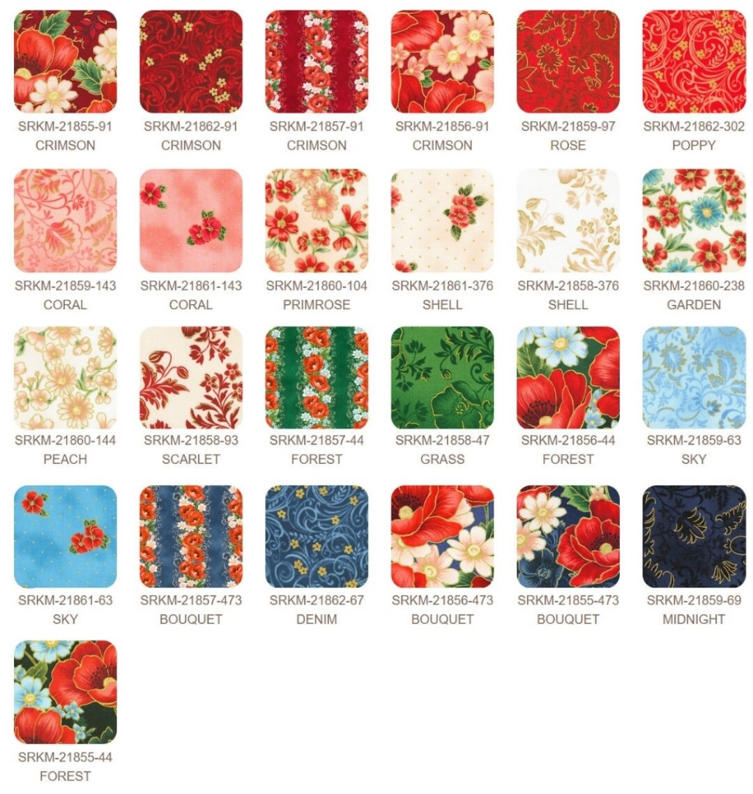 Poppy Hill Fat Quarter Bundle 25pcs Studio RK Collection For Robert Kaufman