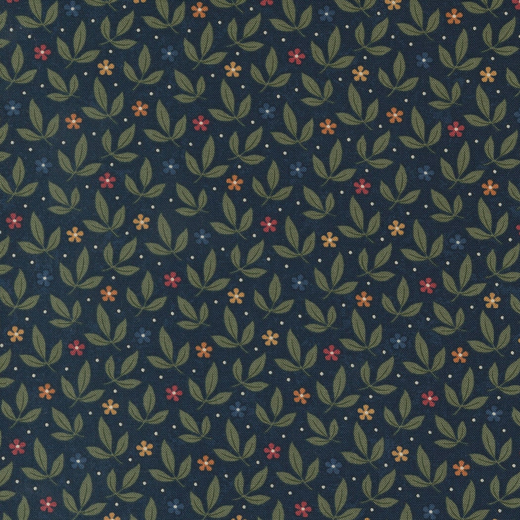 Fluttering Leaves Blue Spruce 9734 14 By Kansas Troubles For Moda, Floral Fabric