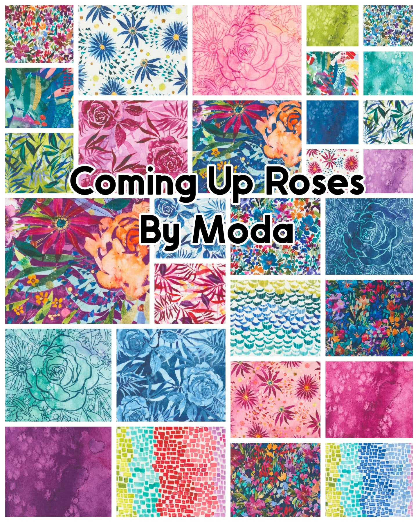 Coming Up Roses Fat Quarter Bundle 34pcs By Create Joy Project For Moda 39780AB