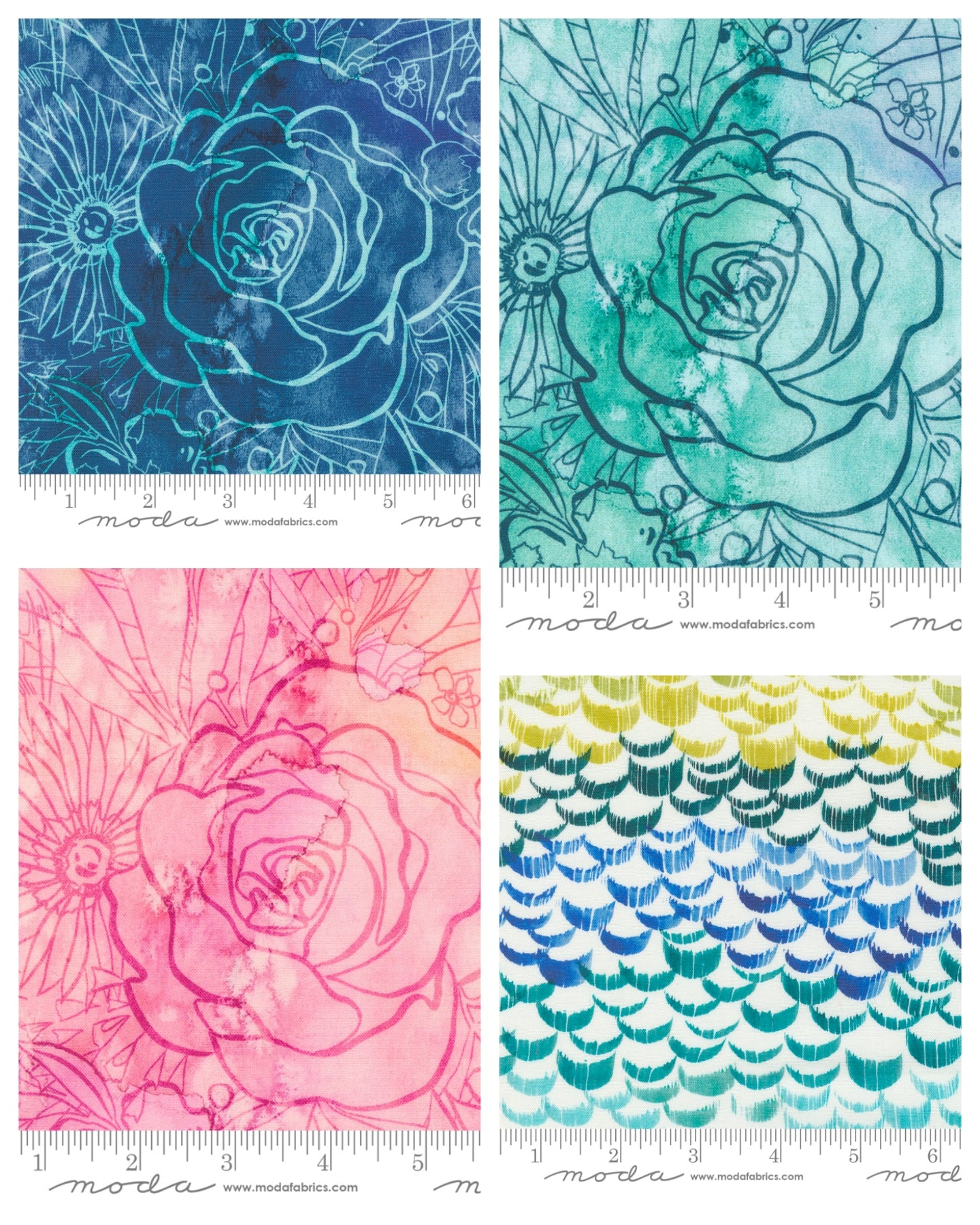 Coming Up Roses Fat Quarter Bundle 34pcs By Create Joy Project For Moda 39780AB