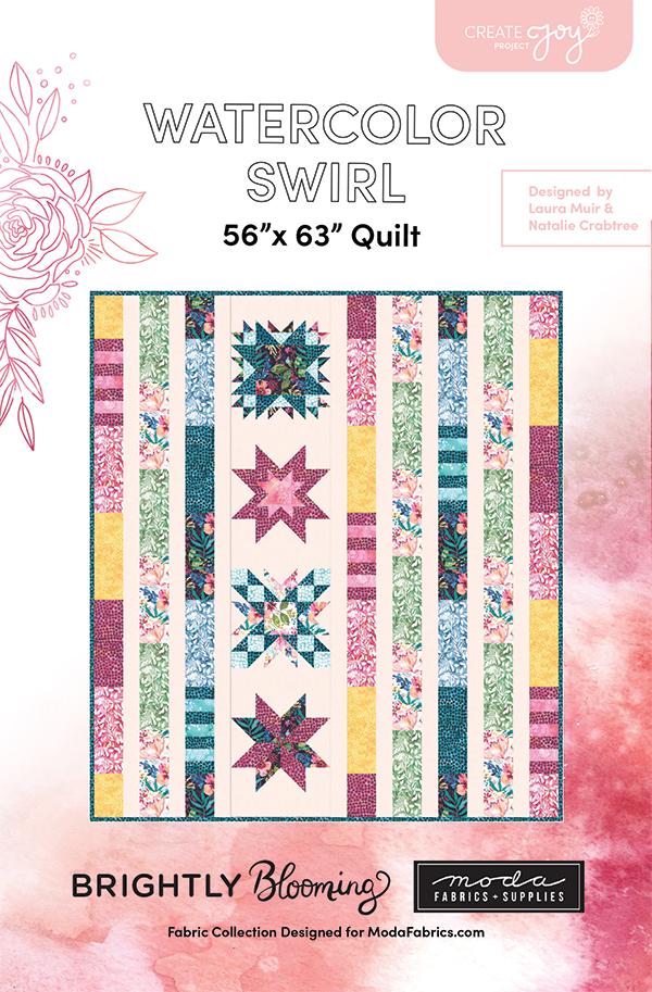 Watercolor Swirl Quilt Pattern 53"x63" by Create Joy Project For Moda