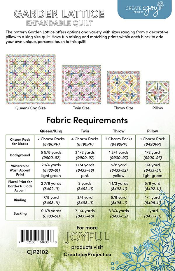 Garden Lattice Quilt Pattern 4 Size Variations by Create Joy Project For Moda