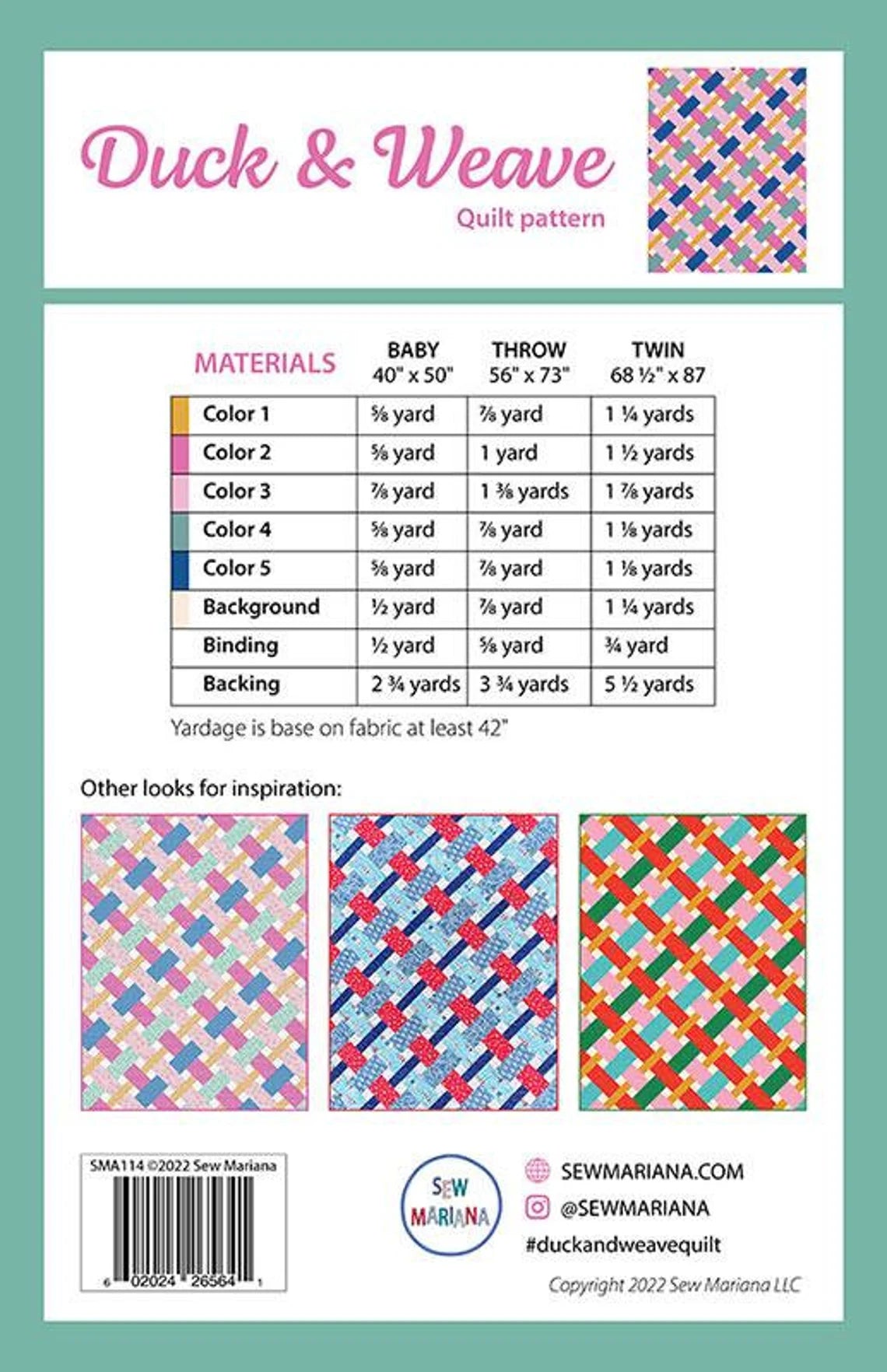 Duck & Weave Quilt Pattern By Sew Mariana 3 Size Options