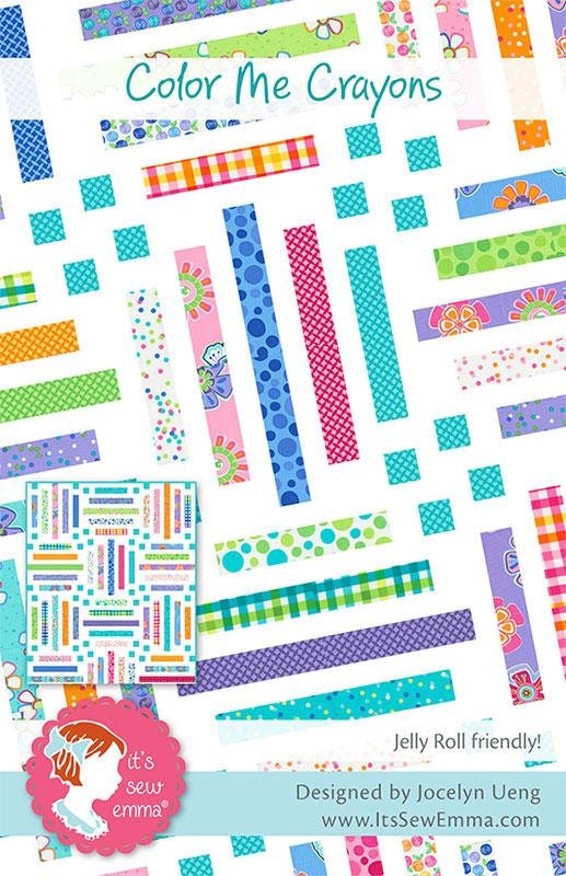 Color Me Crayons Quilt Pattern 57.5"x76.5" by It's Sew Emma, Jelly Roll Friendly, Begginer Friendly Quilt,  Modern Quilt