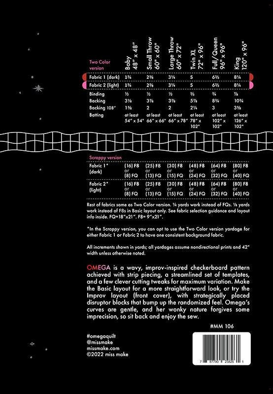 Omega Quilt Pattern MM 106 With 6 Size Options By Miss Make Geometric Quilt Pattern, Modern Quilt Pattern