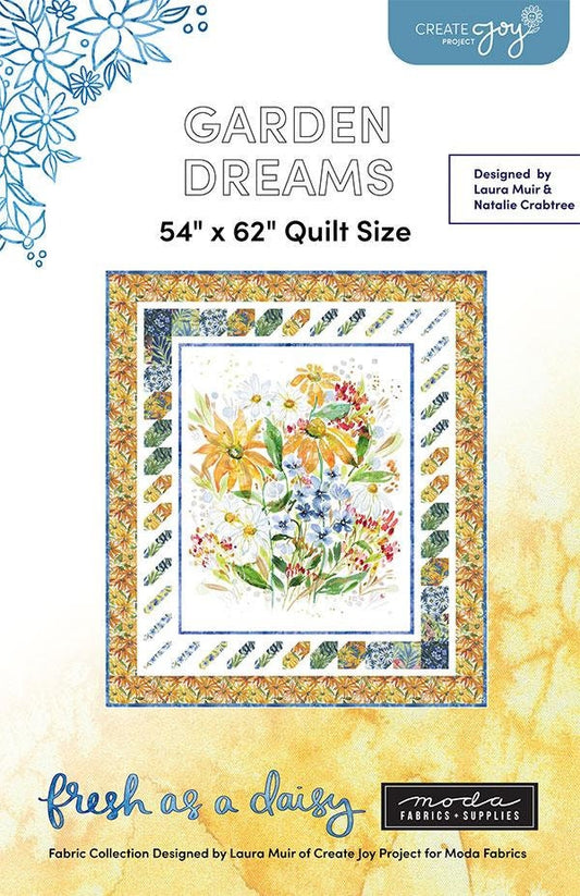 Garden Dreams Quilt Pattern 54"x62" Create Joy Project For Moda, Panel Friendly,  Modern Quilt,  Panel Quilt Pattern