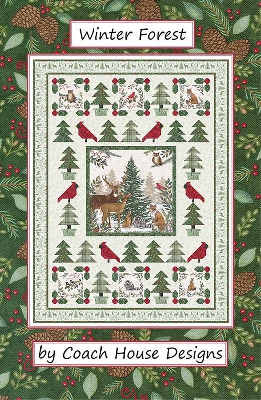 Winter Forest Quilt Pattern 51"x69" By Coach House Designs Featuring Woodland Winter, Panel Quilt Pattern, Deer Quilt, Christmas Quilt