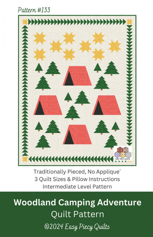 Woodland  Camping Adventure Quilt Pattern EPQ-31057 By Easy Piecy Quilts Crib,  Twin, and Queen Sizes, Camping Quilt, Outdoor Quilt Pattern