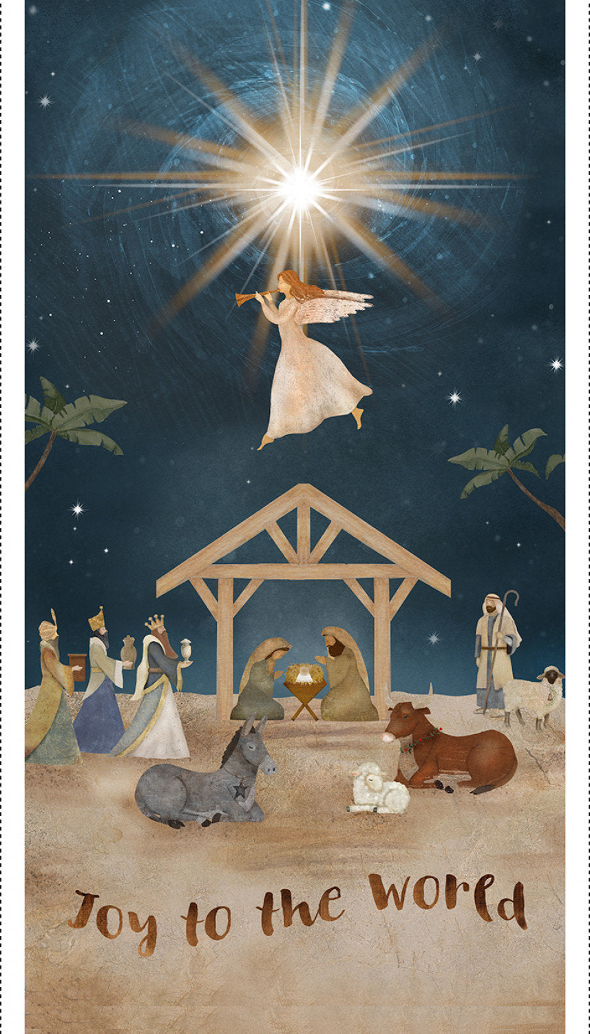 O' Holy Night Joy To World Panel 24"x44" By Beth Albert For 3 Wishes