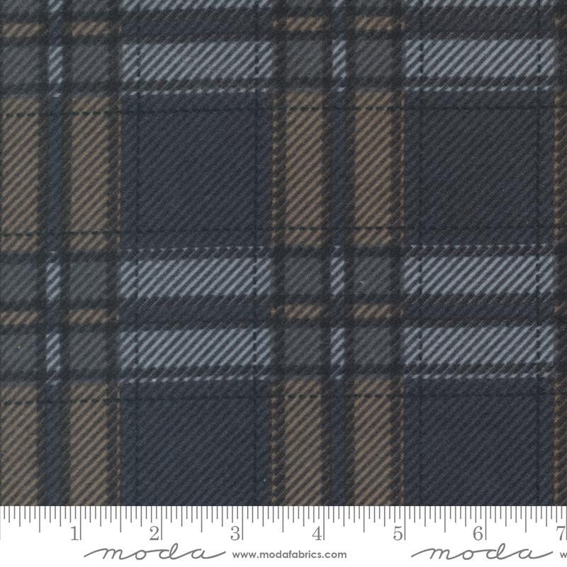 Farmhouse Flannel III Graphite Pewter 49278 25F By Primative Gatherings For Moda, Flannel Fabric, Blender Fabric, Gray, Plaid Fabric