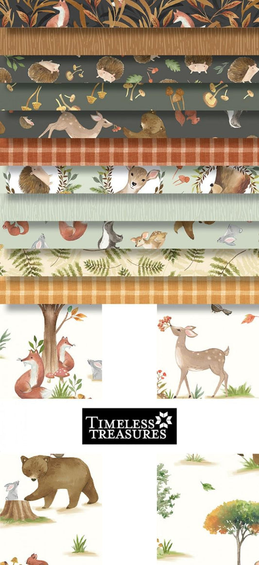 Into The Woods 10" Squares 42pcs by TT Fabrics Collection, Woodland Creatures, Children's Fabric,  Deer Fabric,  Bear Fabric