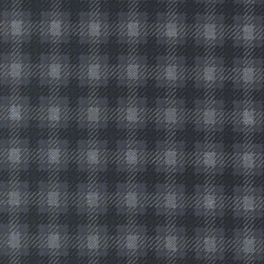 Farmhouse Flannel III Black Top Road 49273 16F By Primative Gatherings For Moda, Flannel Fabric, Plaid Fabric, Black, Gray