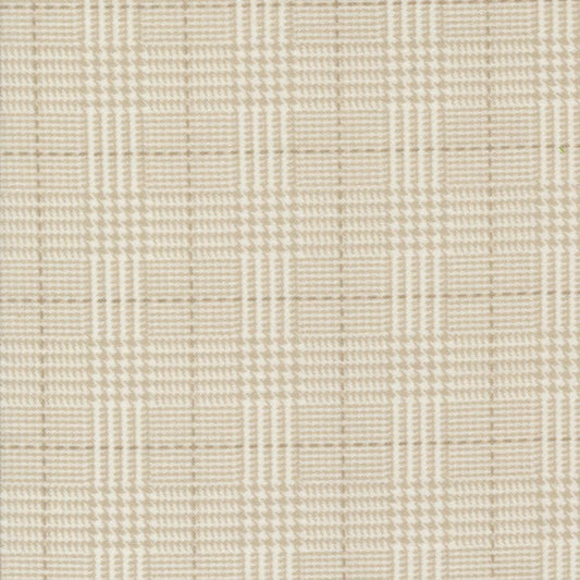 Farmhouse Flannel III Cream 49277 11F By Primative Gatherings For Moda, Flannel Fabric, Plaid Fabric, Cream, Tan