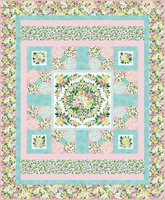 Lanai Spring Snow Quilt Kit Size 66"x 83" From Maywood Studios