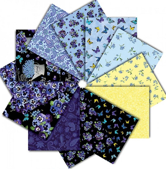 Pansy Paradise Fat Quarter Bundle 12pcs By Timeless Treasures