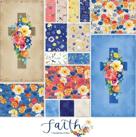 Faith Fat Quarter Bundle By Heathelee Chan For Clothworks 16pcs Including 2 Panels 24"x44"