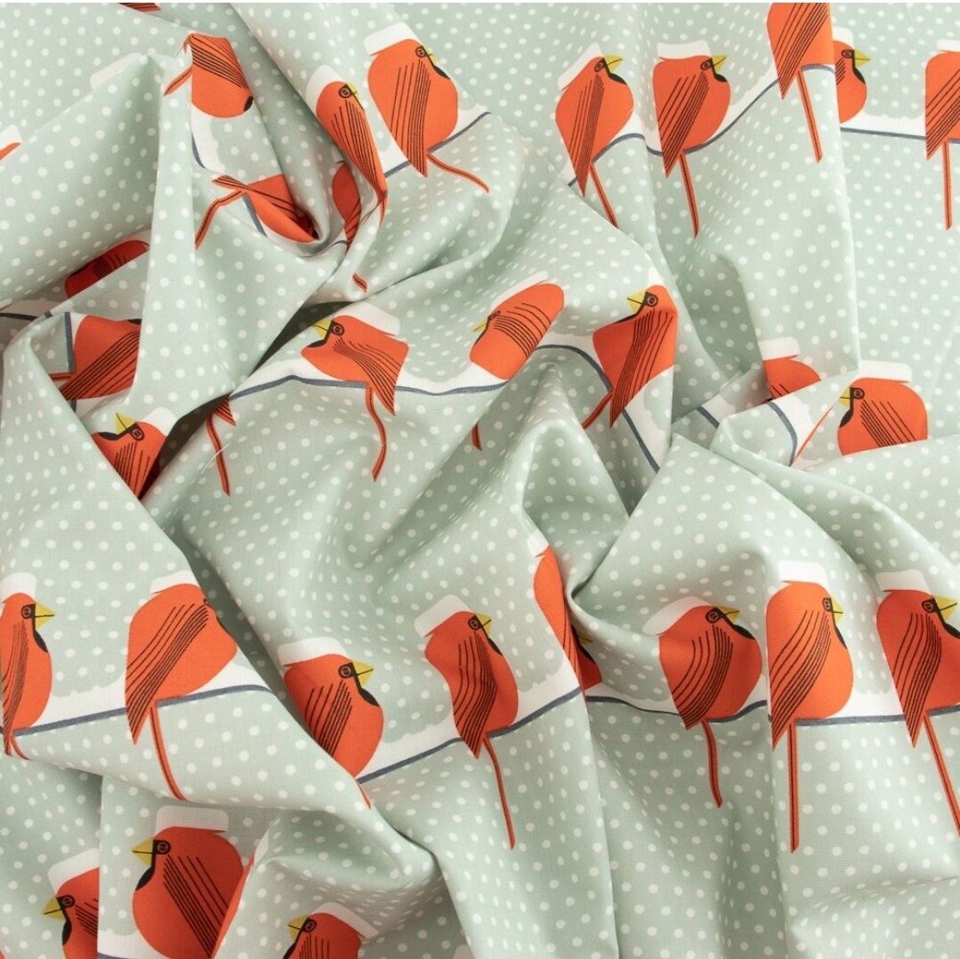 Cool Cardinal Fabric By Charley Harper Organic Cotton