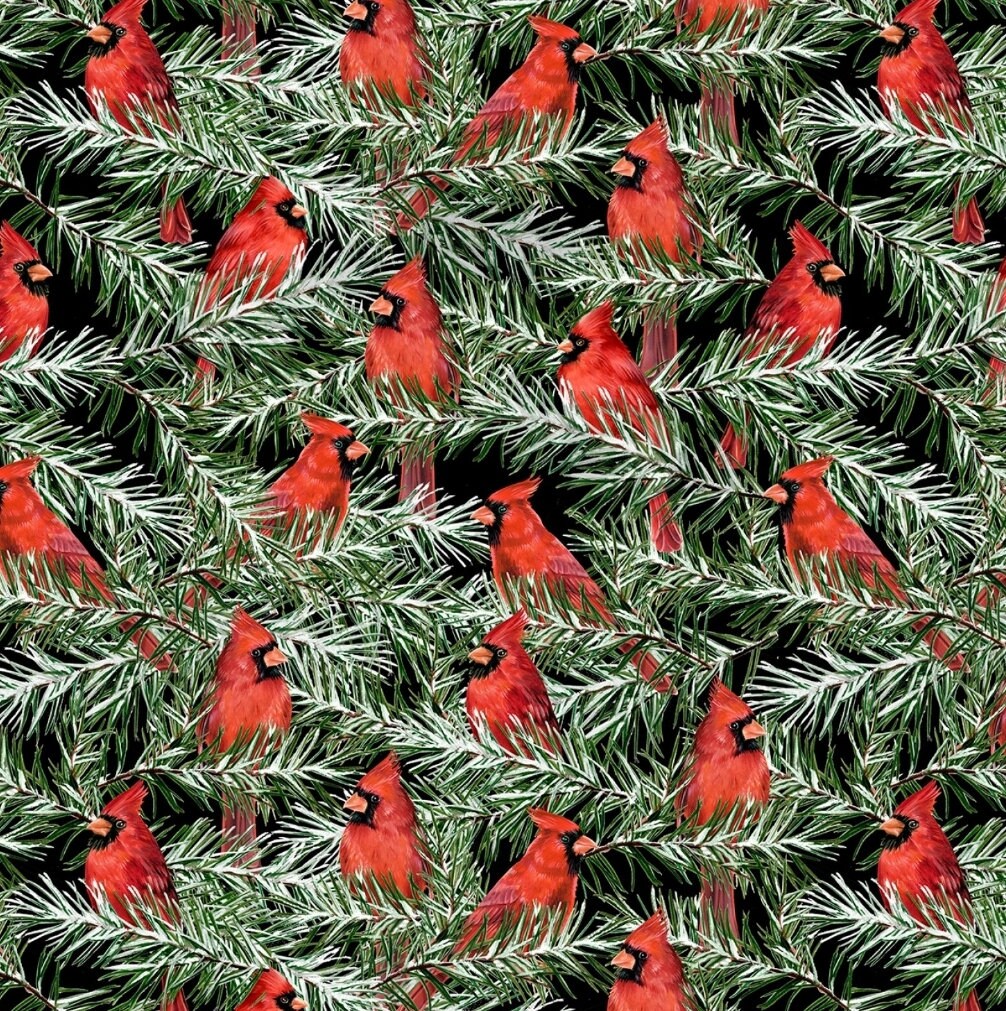 Country Cardinals Black Packed Cardinals By Danielle Murray For Wilmington Prints