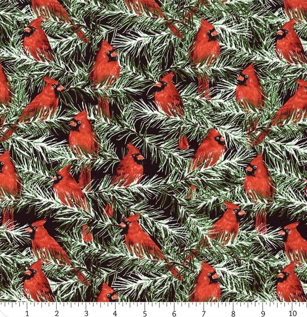 Country Cardinals Black Packed Cardinals By Danielle Murray For Wilmington Prints