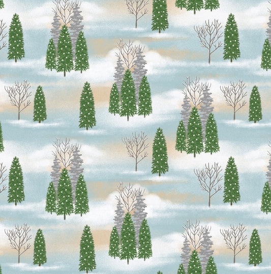 Snowman's Dream Blue Winter Scenery 7039S-76 By Sharla Fults For Studio E