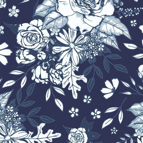 True Blue Floral Universe Midnight By Maureen Cracknell For AGF Studio TBL89515