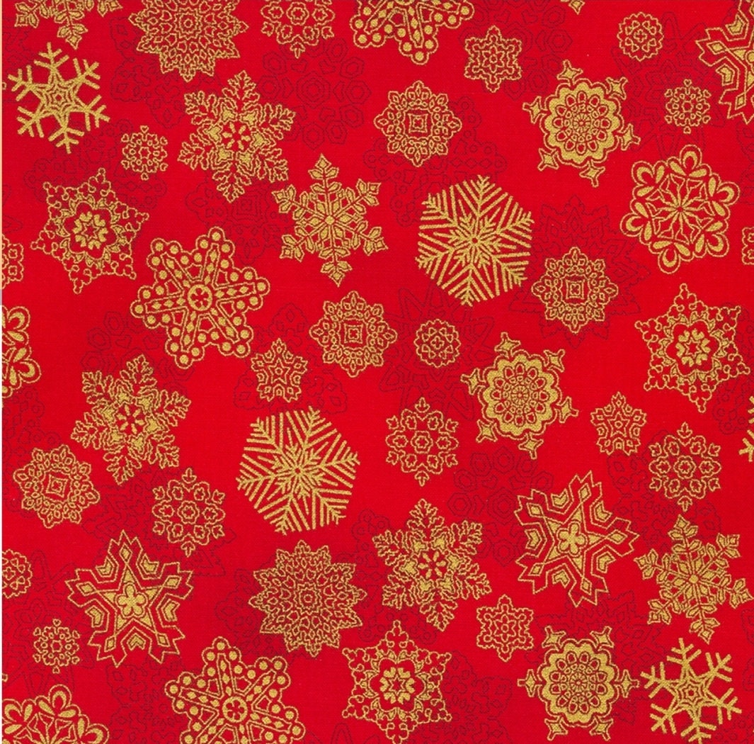 Holiday Flourish Snow Flower Snowflakes Crimson With Metallic SRKM2160391 By Studio RK Collection For Robert Kaufman