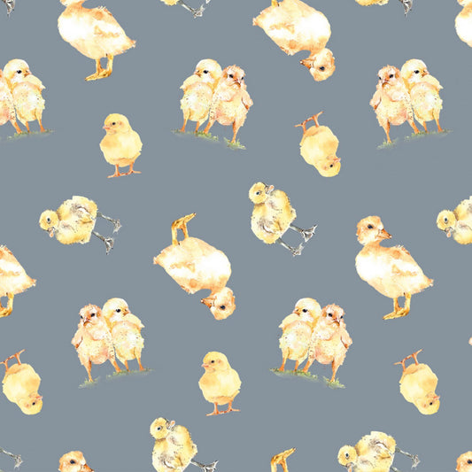 Farm Life Slate Digital Chick Y3943-141 By Levi Grenzer For Clothworks