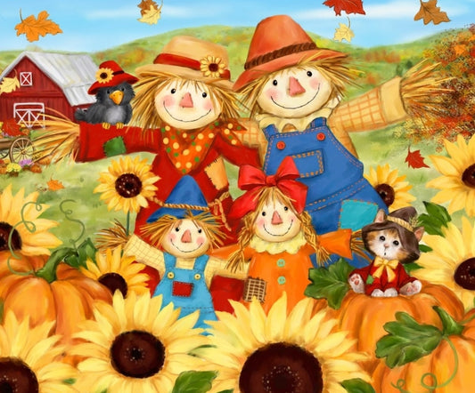 Scarecrow Family Panel 36"x44" By Four Seasons By Davids Textiles