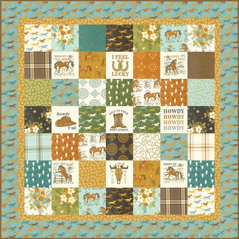 Ponderosa Cowboy Squares Quilt Pattern By Stacy Iest Hsu For Moda Finished Size 82"x82"